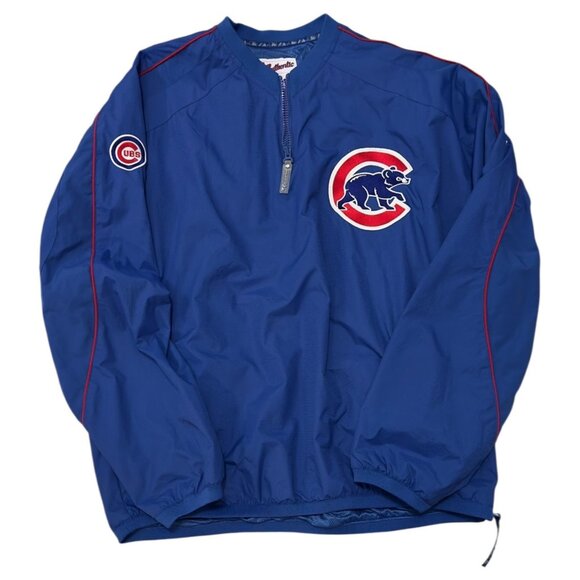 Majestic MLB Chicago Cubs Blue Pullover Jacket XL Authentic Windbreaker - Picture 3 of 10